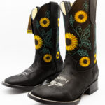 409 Potrillo Girasole Sunflower Black Negro Womans Dama Boot 004