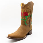 610 Potrillo Roses Rosas Occre Ochre Womans Dama Boot 002